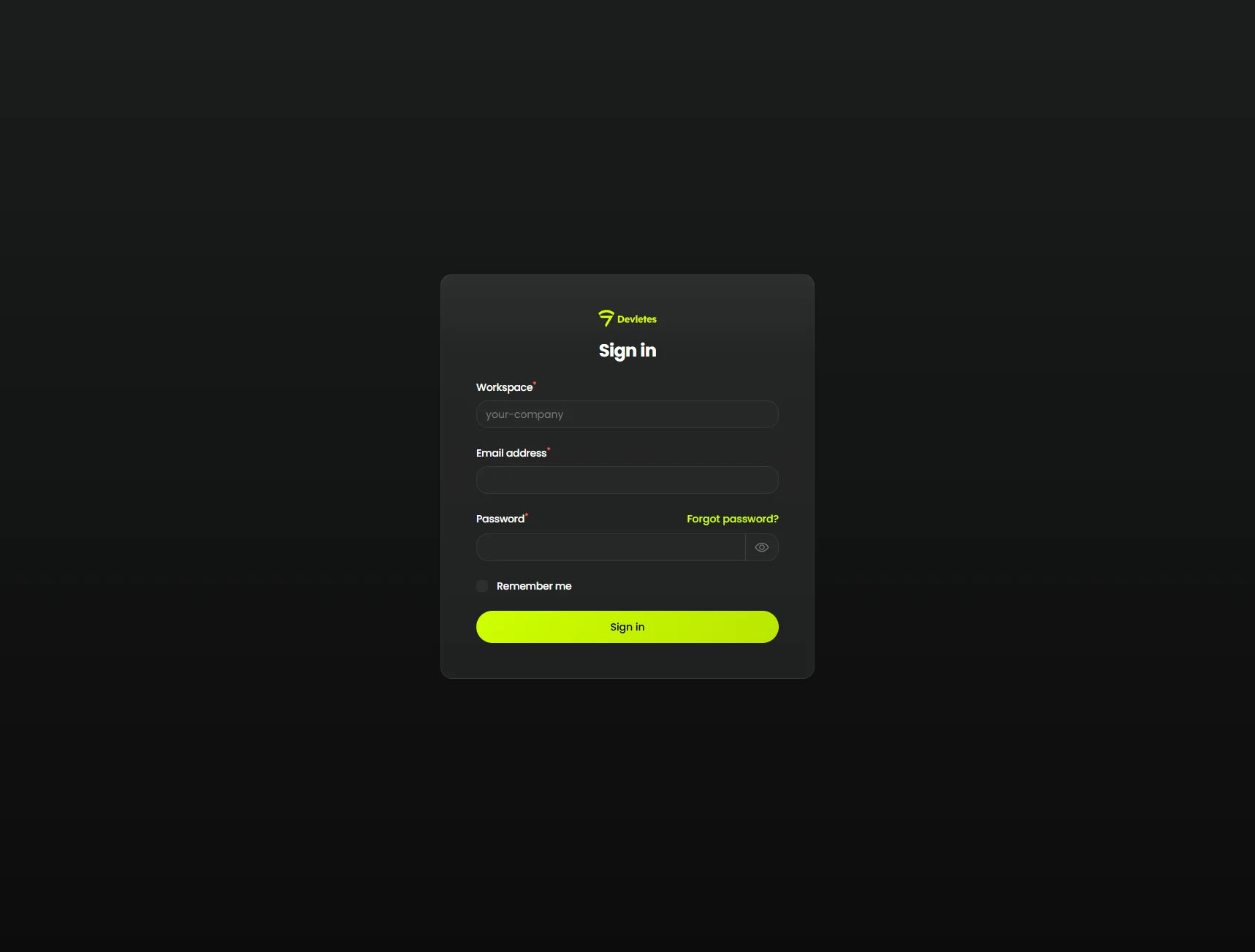 Login page