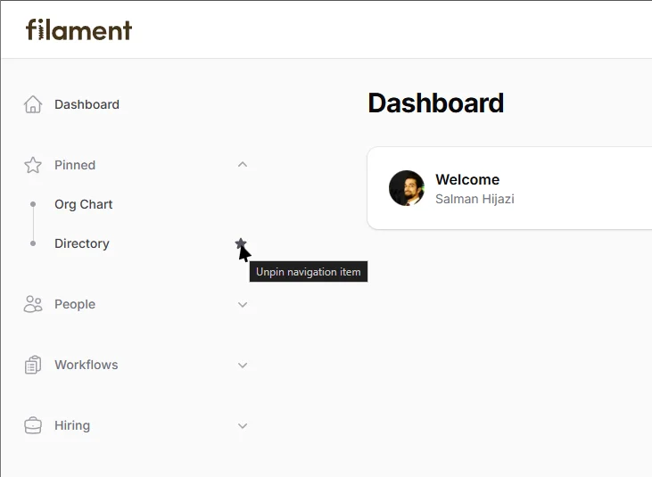 Pinned group with multiple items
