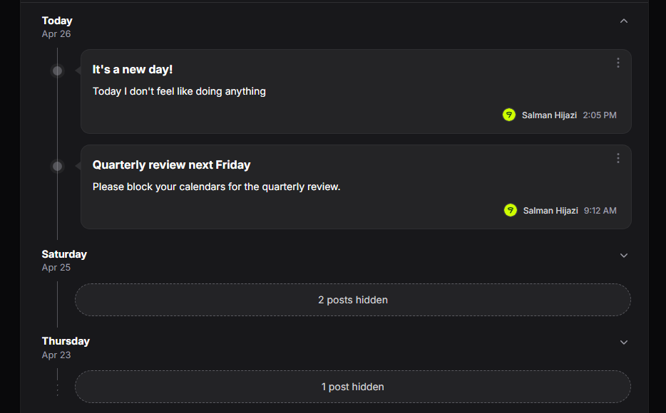 Date headers, dark mode