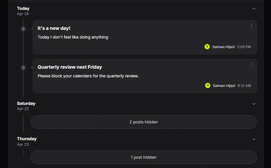 Date headers, dark mode